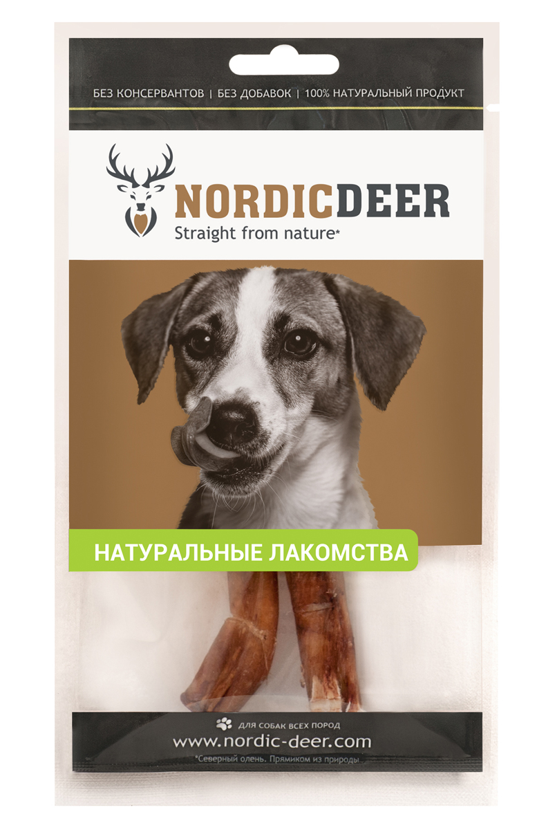 фото Лакомство для собак "Nordic Deer", Бычий корень "Тонкий", 15см (2шт)