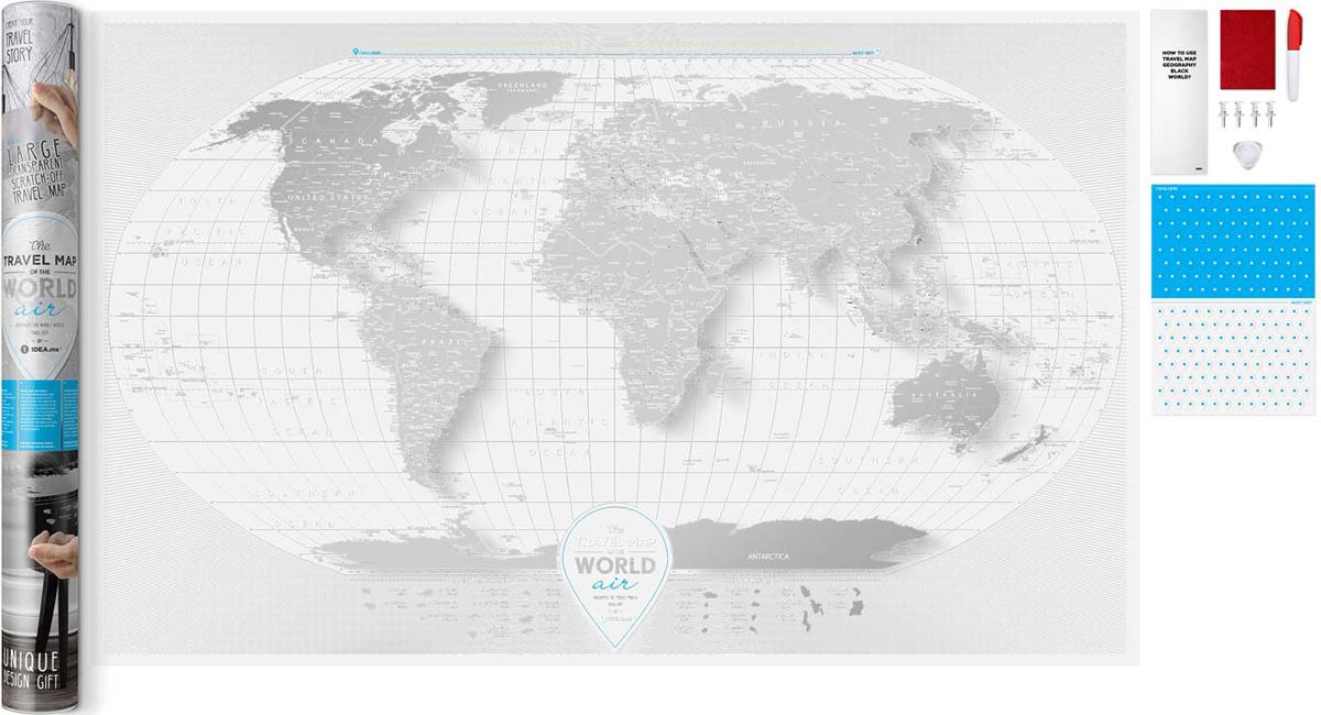 фото Cкретч карта мира 1DEA.me "Travel Map. Air", 96 х 60 см