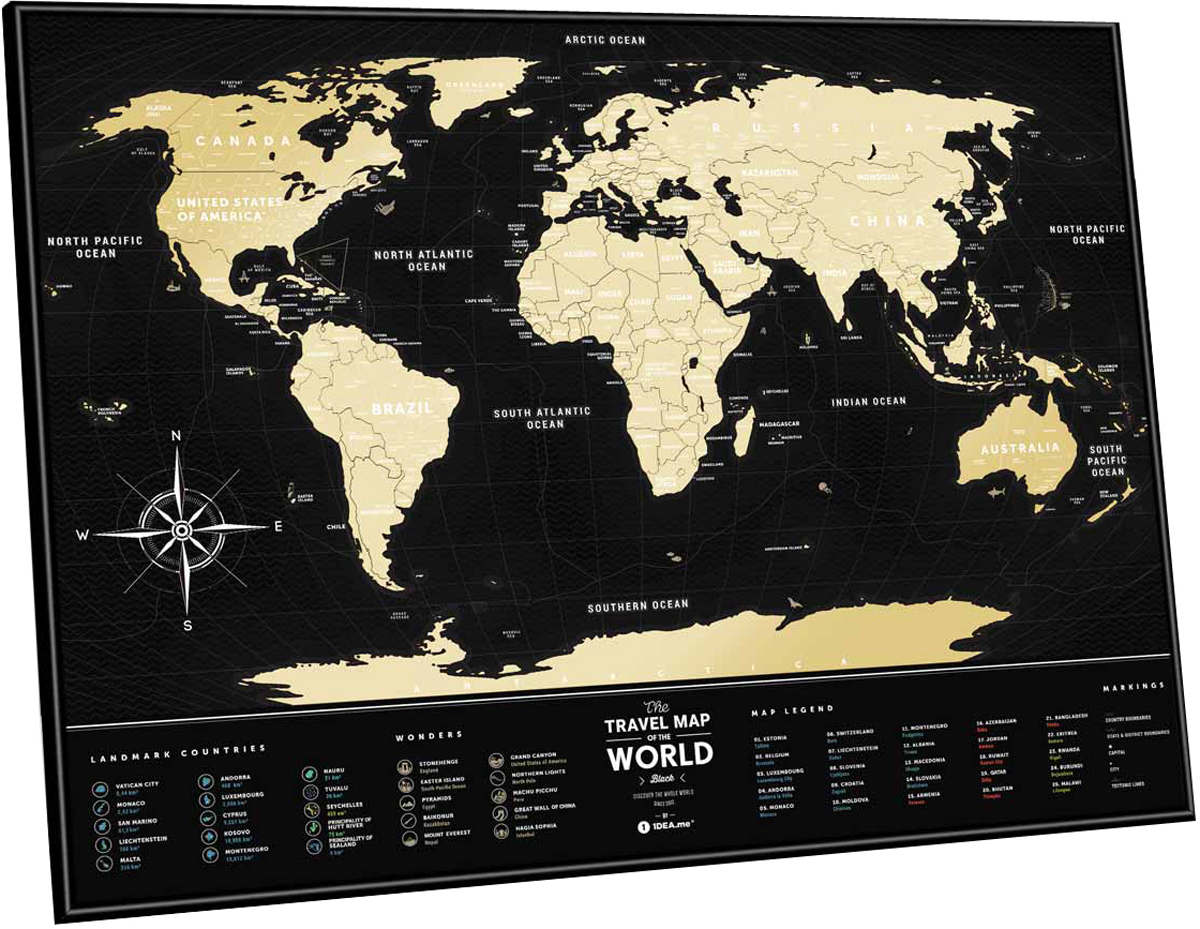 фото Cкретч карта мира 1DEA.me "Travel Map. Black", 80 х 60 см