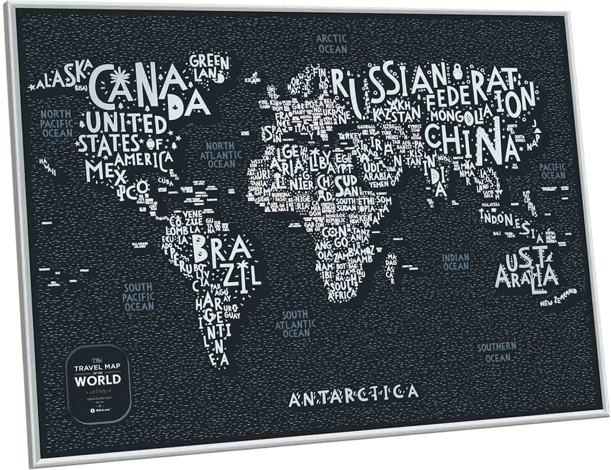 фото Cкретч карта мира 1DEA.me "Travel Map. Letters", 80 х 60 см