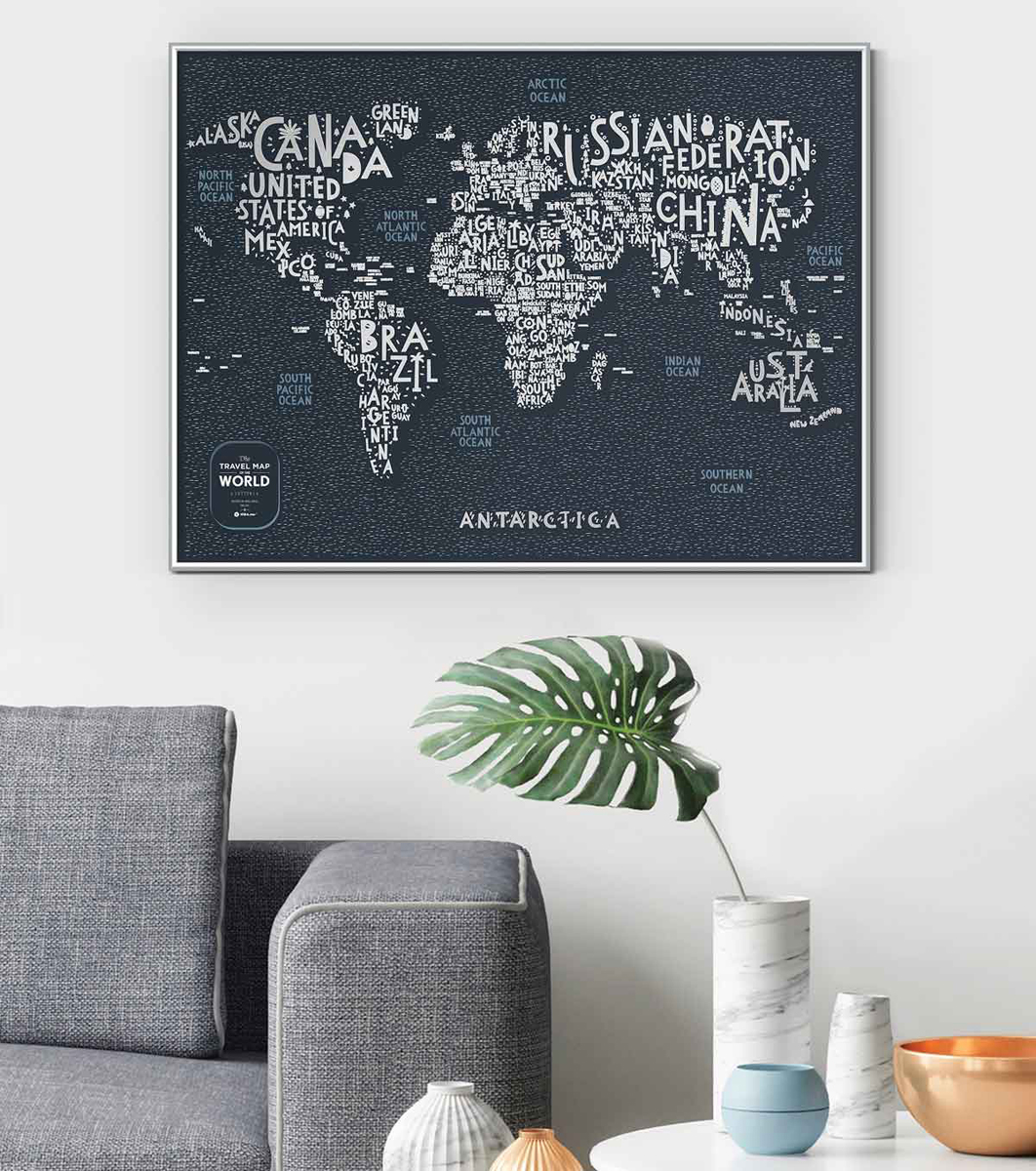 фото Cкретч карта мира 1DEA.me "Travel Map. Letters", 80 х 60 см