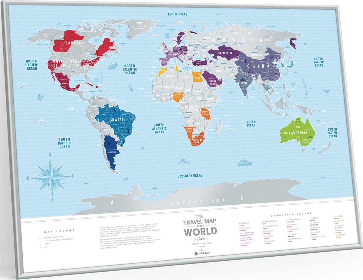 фото Cкретч карта мира 1DEA.me "Travel Map. Silver", 80 х 60 см