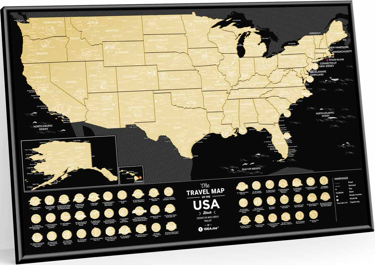 фото Cкретч карта 1DEA.me "Travel Map. USA", 40 х 60 см