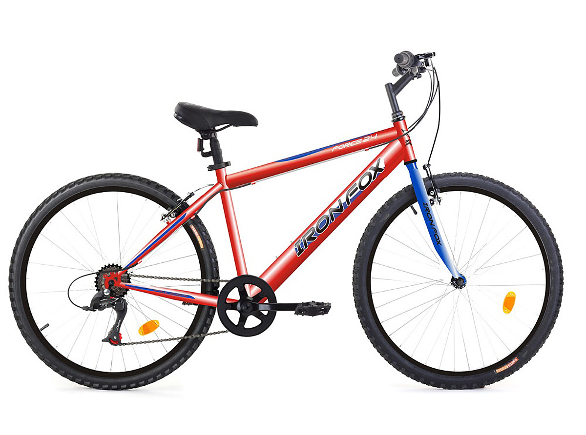 Велосипед горный Iron Fox "Force 24", цвет: красный, синий, рама 13.5", колесо 24"