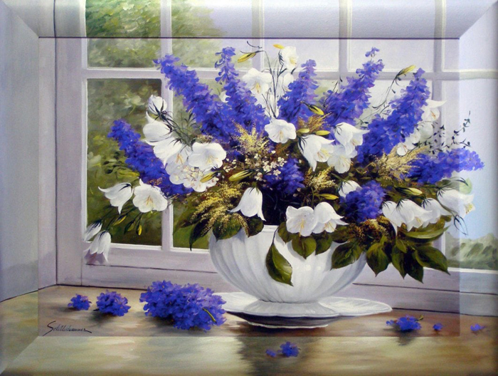 фото Картина Dekart "Цветы на окне", 61,5 х 51,5 х 2 см