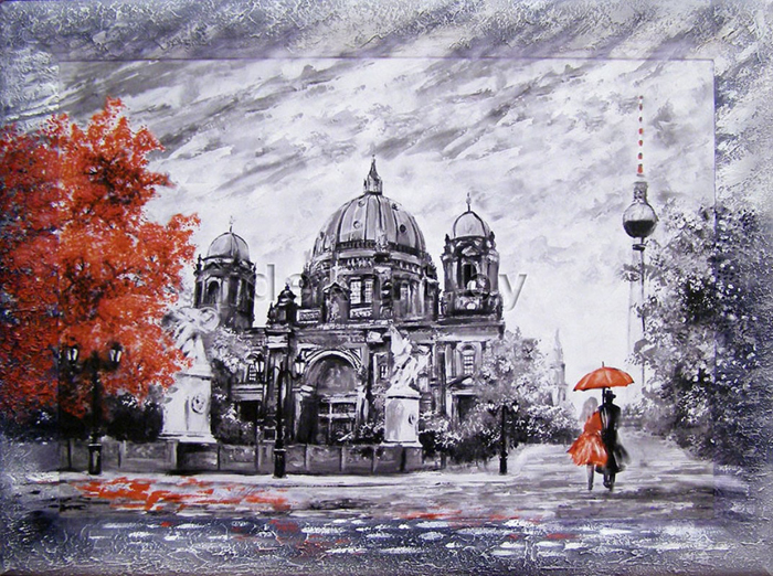 фото Картина Dekart "Пара с красным зонтом 2", 61,5 х 81,5 х 2 см