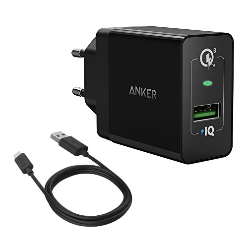 фото Anker PowerPort QC 3.0 сетевое зарядное устройство + кабель microUSB