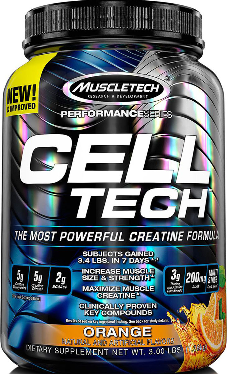 фото Креатиновый комплекс MuscleTech "Cell Tech 3 lb", апельсин, 1,36 кг