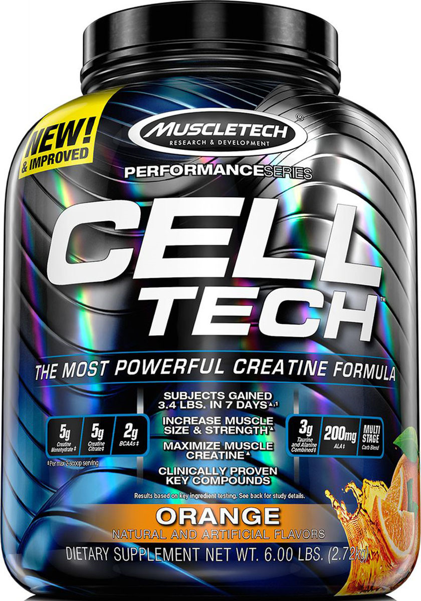 фото Креатиновый комплекс MuscleTech "Cell Tech 6 lb", апельсин, 2,72 кг