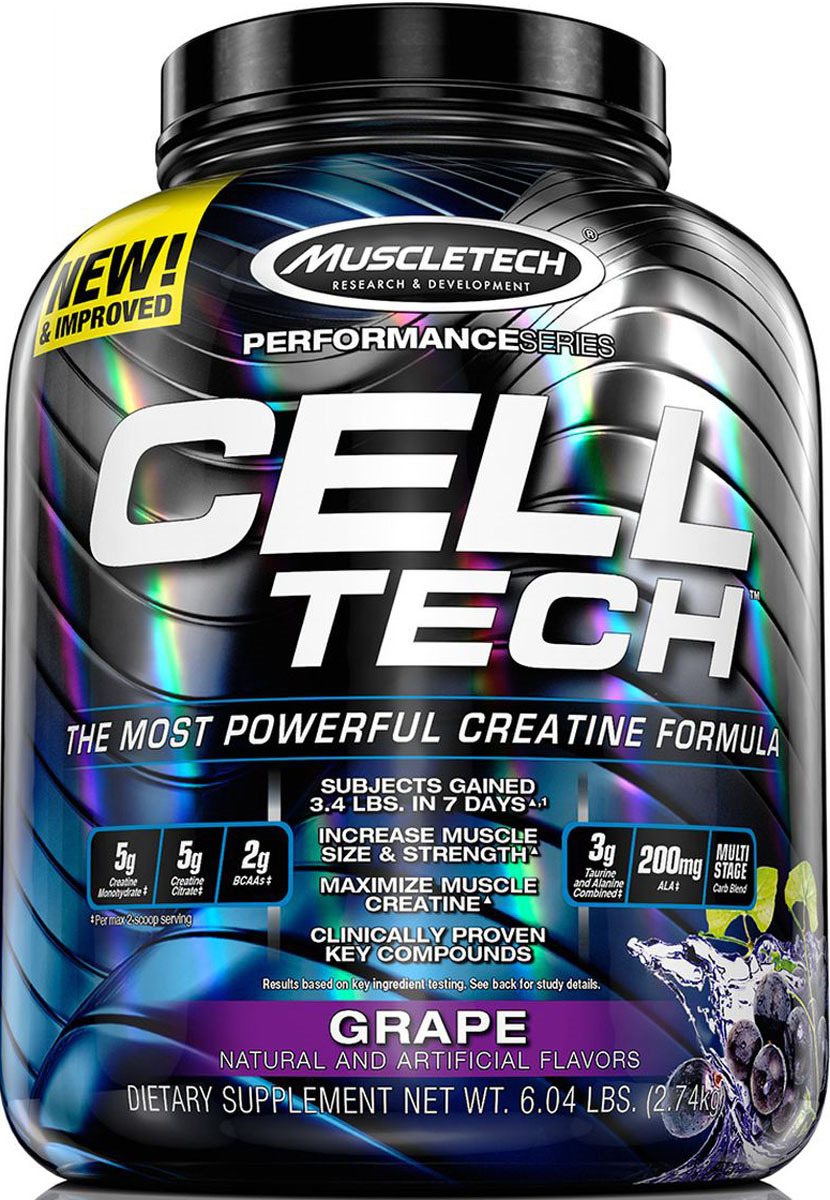 фото Креатиновый комплекс MuscleTech "Cell Tech 6 lb", виноград, 2,72 кг