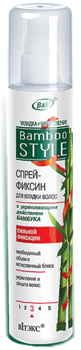 фото Витэкс Спрей-фиксин для волос с укрепляющим действием бамбука, сильной фиксации, 215 мл