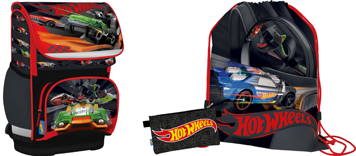 Hot Wheels Рюкзак детский цвет серый красный + мешок для обуви + пенал