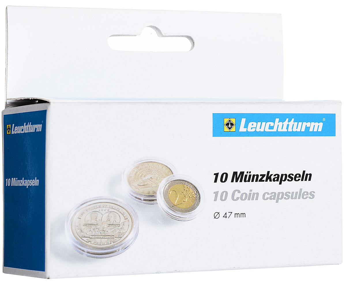фото Капсулы для монет Leuchtturm "CAPS", диаметр 47 мм, 10 шт