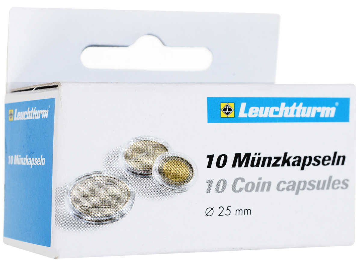 фото Капсулы для монет Leuchtturm "CAPS", диаметр 25 мм, 10 шт