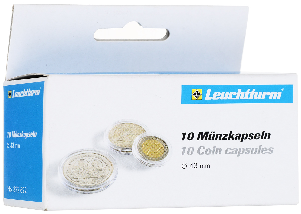 фото Капсулы для монет Leuchtturm "CAPS", диаметр 43 мм, 10 шт