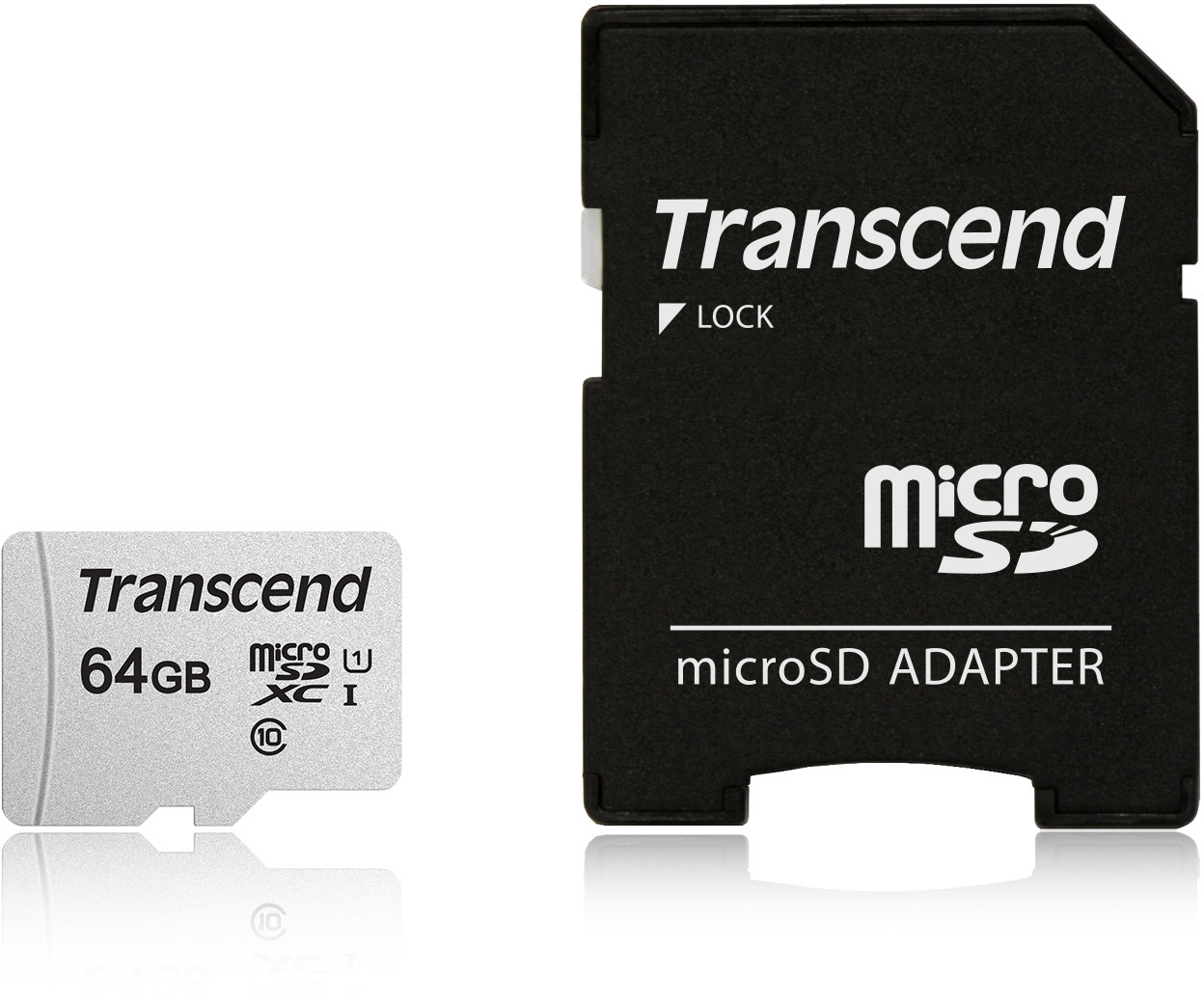 фото Transcend microSDXC 300S UHS-I Class U1 64 GB карта памяти с адаптером