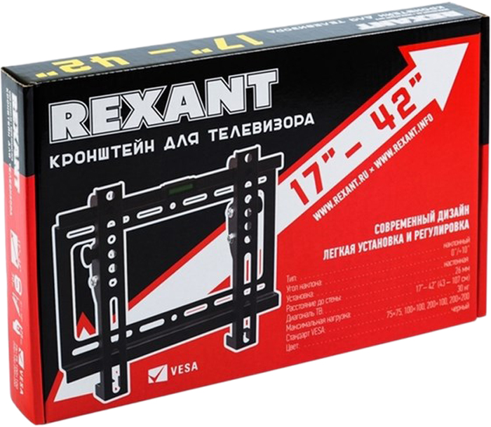 фото Rexant 38-0320 Кронштейн для ТВ 17"-42" наклонный