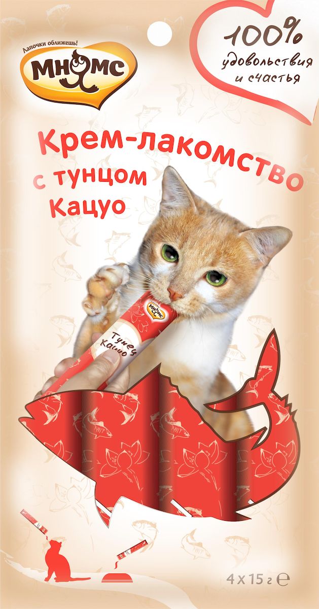 фото Лакомство "Мнямс", для кошек, с тунцом Кацуо, 4 шт х 15 г
