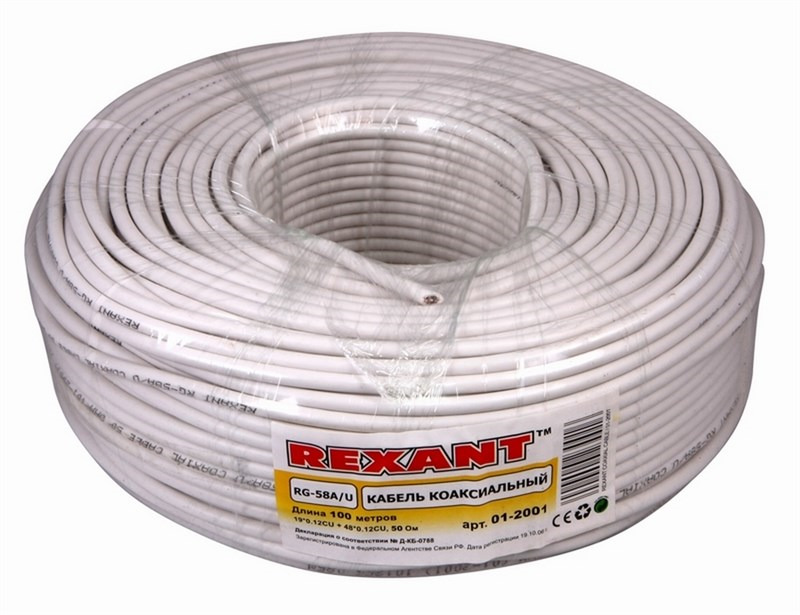 фото Rexant 01-2001, White кабель RG-58 A/U (100 м)