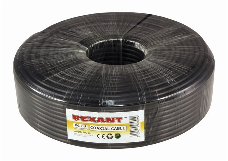 фото Rexant 01-2222, Black кабель RG-6U+CU (100 м)