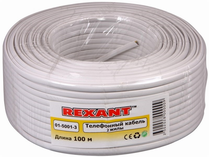 фото Rexant 01-5001-3, White кабель телефонный 2 жилы (100 м)