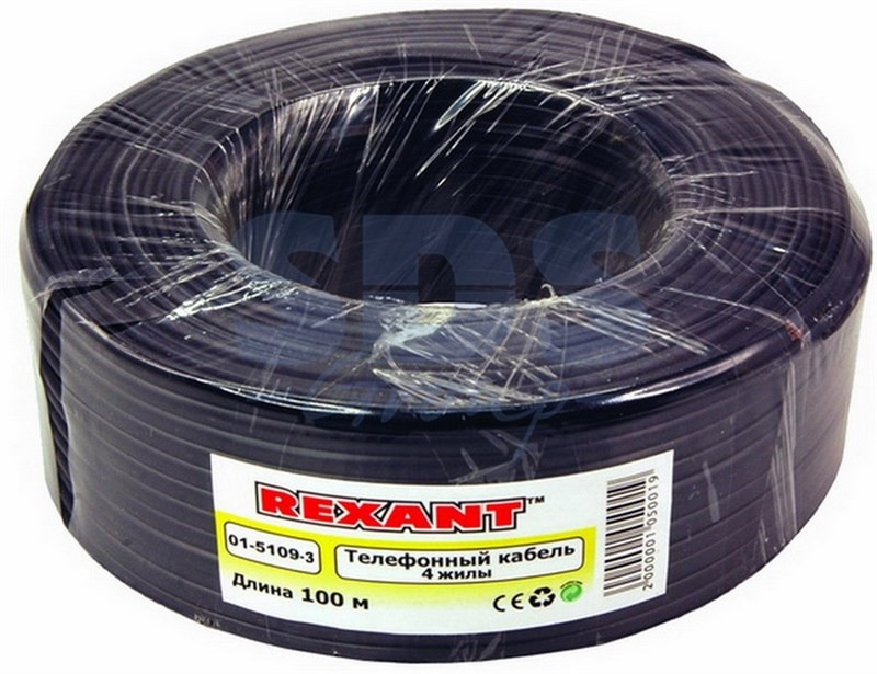 фото Rexant 01-5109-3, Black кабель телефонный 4 жилы (100 м)