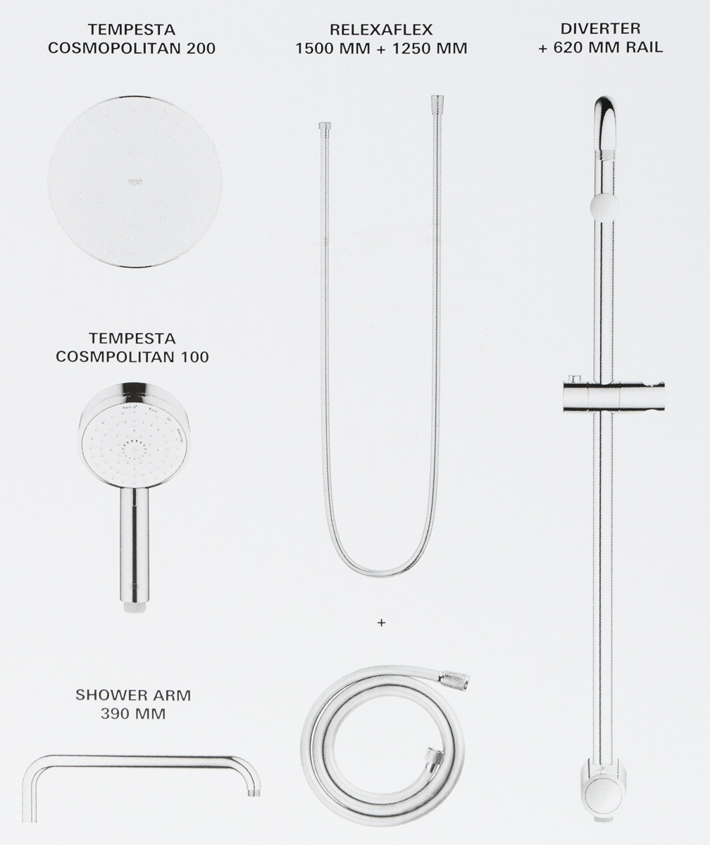 фото Душевая система GROHE "New Tempesta Cosmopolitan", с переключателем. 27394002