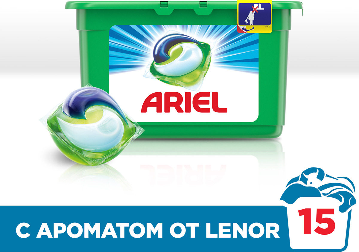 фото Гель в капсулах Ariel "Touch of Lenor Fresh", 3 в 1, 15 шт