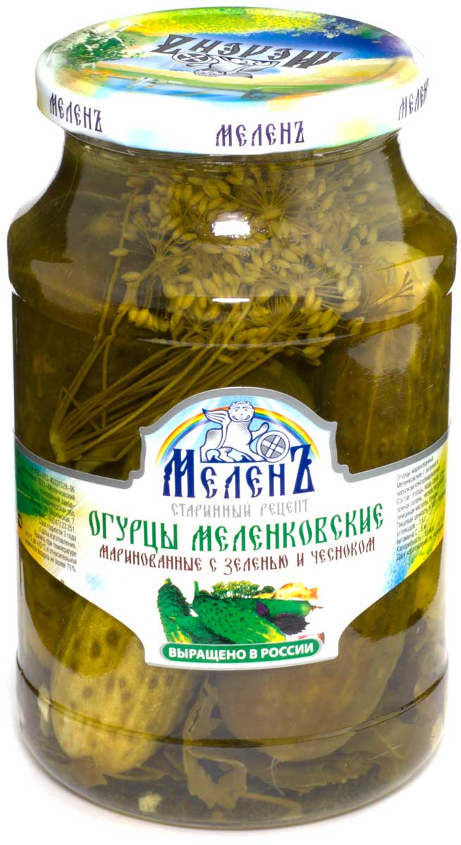Огурцы маринованные с зеленью и чесноком Меленковские Меленъ, 950 г