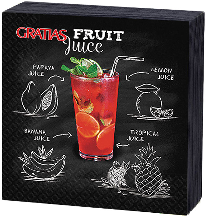 фото Салфетки бумажные Gratias Fruit Juice , трехслойные, 24 х 24 см, 20 шт