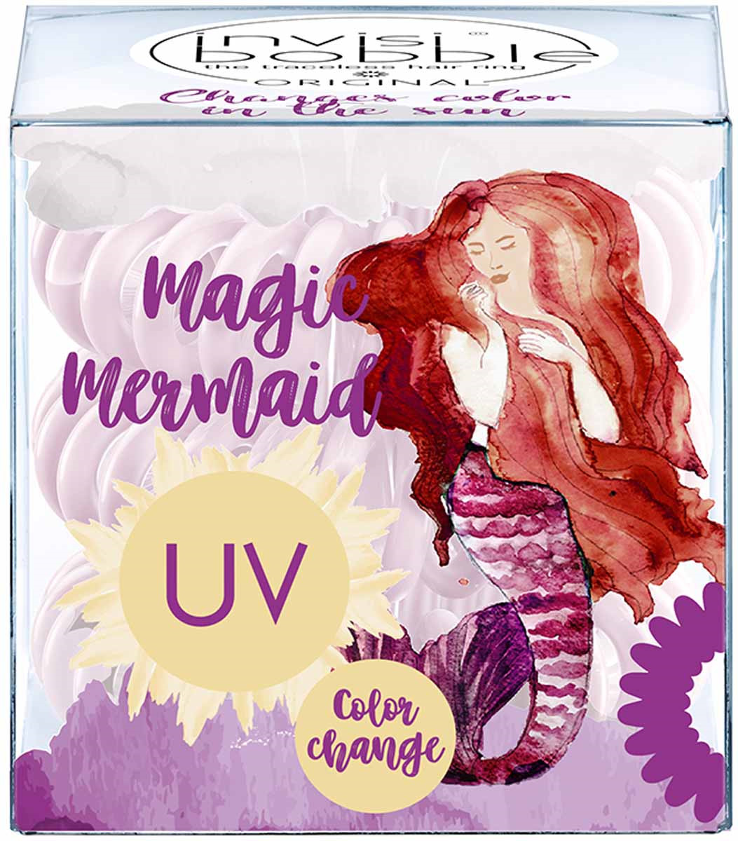 фото Резинка-браслет для волос Invisibobble Magic Mermaid, цвет: розовый, 3 шт