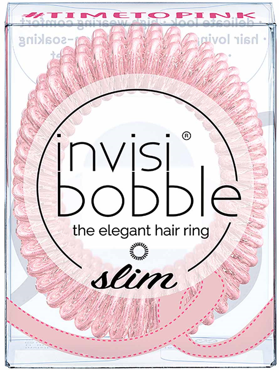 фото Резинка-браслет для волос Invisibobble Slim, цвет: розовый, 3 шт