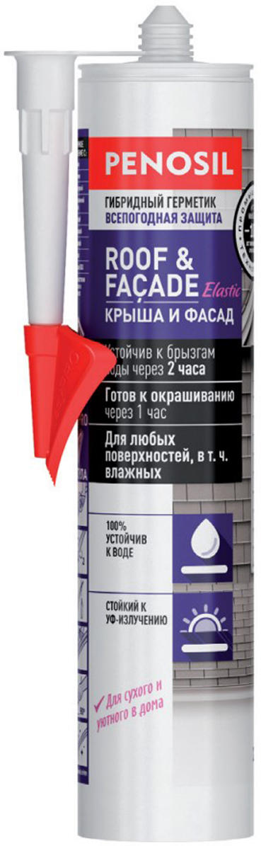 фото Герметик гибридный Penosil Roof & Facade Crystal Sealant, цвет: серый, 290 мл