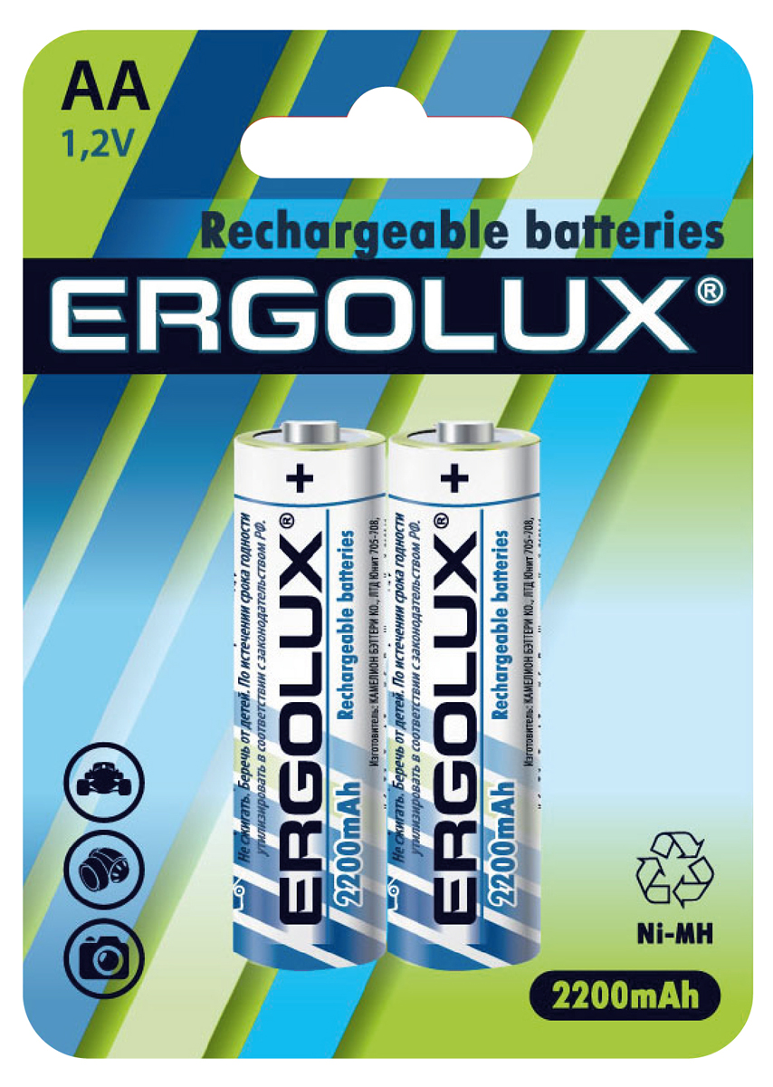 Аккумуляторная батарейка Ergolux AA-2200mAh