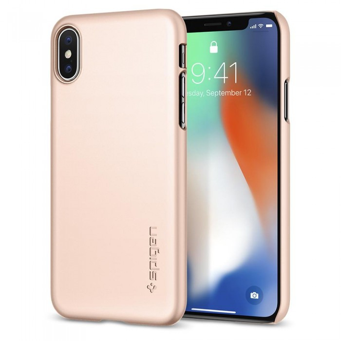 фото Чехол Spigen Thin Fit для iPhone X, цвет розовый