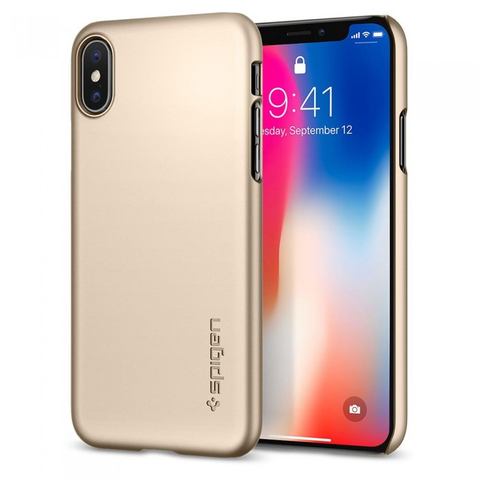 фото Чехол Spigen Thin Fit для iPhone X, цвет золотой