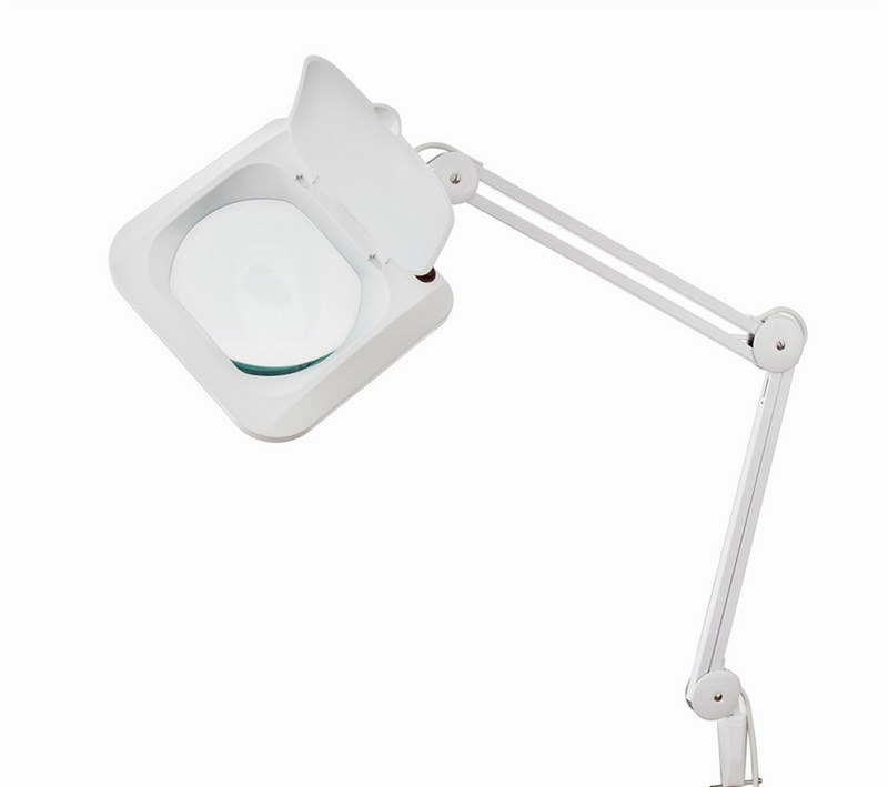 Лупа на струбцине круглая настольная 5Х с подсветкой 108 LED, белая Rexant