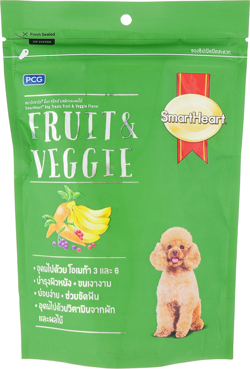 фото Лакомство для собак PCG "SmartHeart", фрукты и овощи, 100 г