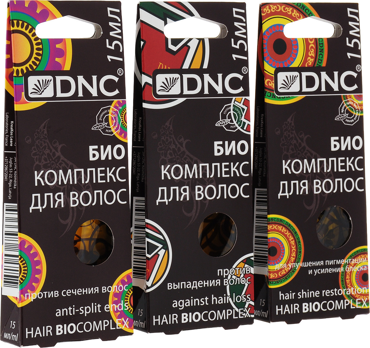 DNC, Биокомплекс для волос, 3 шт х 15 мл