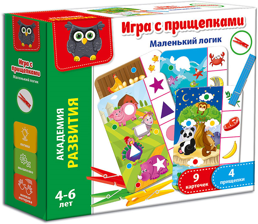 фото Обучающая игра Vladi Toys "Маленький логик", с прищепками