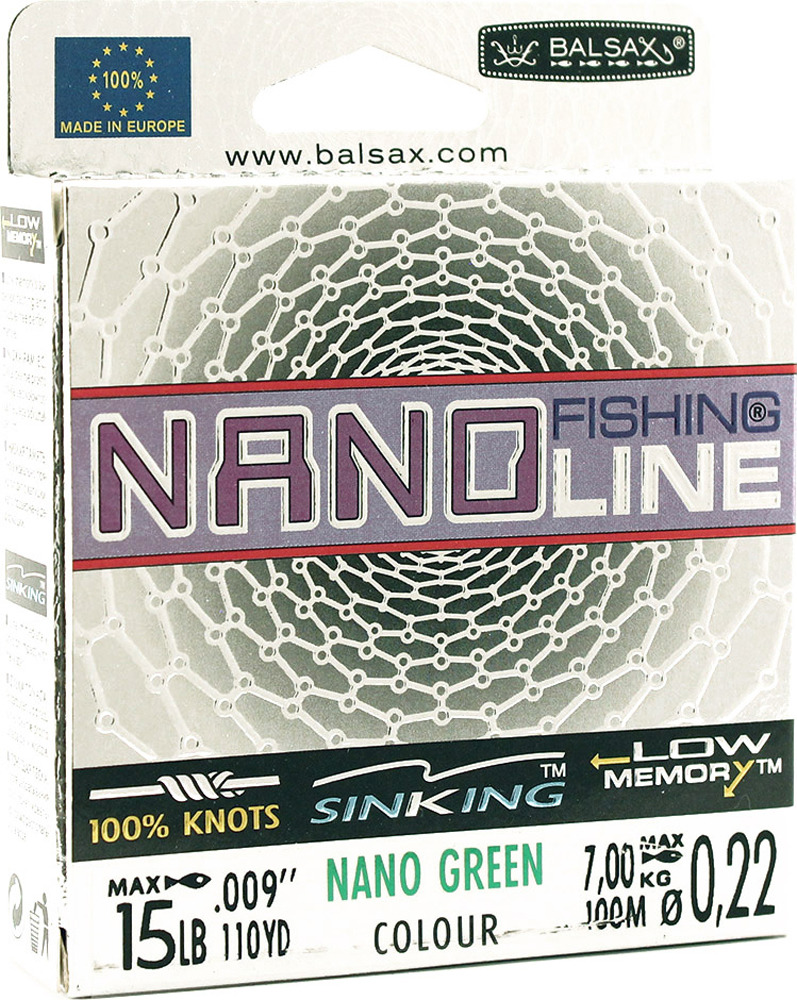 фото Леска Balsax Nano Fishing Green, 100 м, 0,22 мм, 7,0 кг