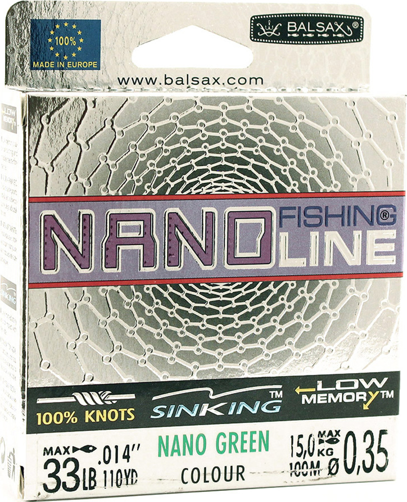 фото Леска Balsax Nano Fishing Green, 100 м, 0,35 мм, 15,0 кг