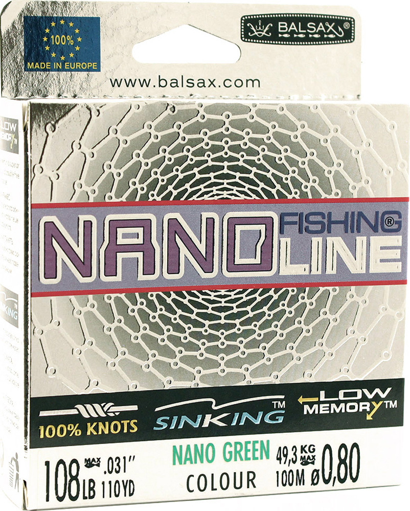 фото Леска Balsax Nano Fishing Green, 100 м, 0,80 мм, 49,3 кг