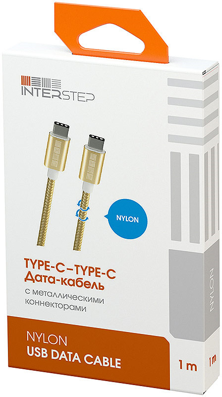 фото Кабель Interstep TypeC-TypeC USB2.0, AA, M-M, 1 м, Gold