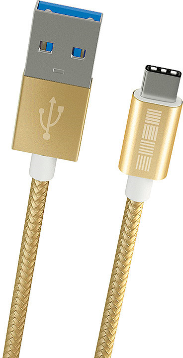 фото Кабель Interstep TypeC-USB A USB3.0, 1 м, Gold