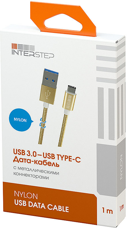 фото Кабель Interstep TypeC-USB A USB3.0, 1 м, Gold