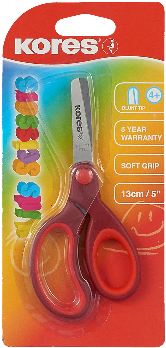 Ножницы канцелярскиеKores Softgrip, цвет: красный