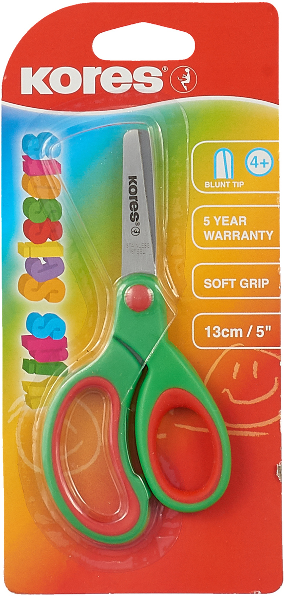 Ножницы канцелярские Kores Softgrip, цвет: зеленый, красный