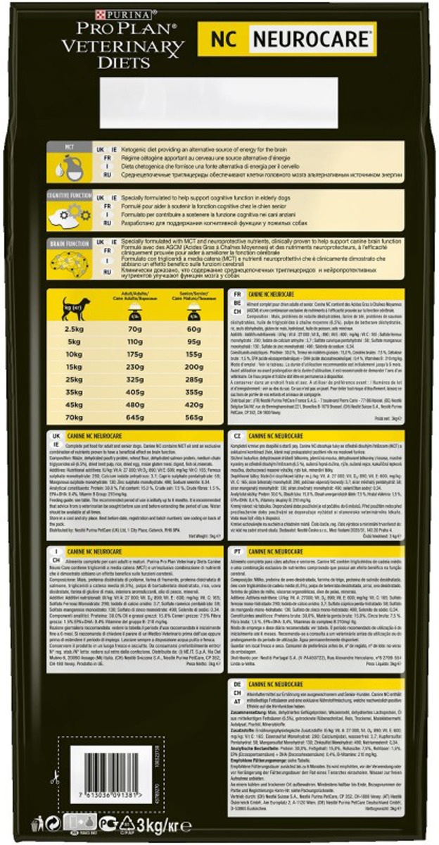 фото Корм сухой Pro Plan Veterinary diets NC для поддержания функции мозга у собак, 3 кг Purina