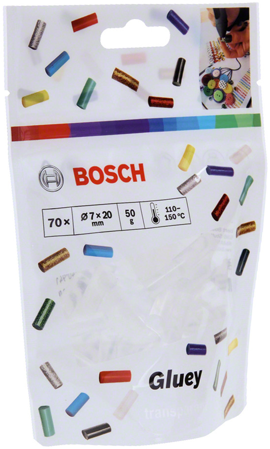 фото Стержень клеевой Bosch Gluey, цвет: прозрачный, 70 шт